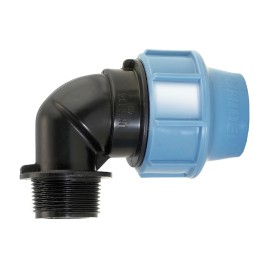 Kompresinė PP alkūnė 90° PE vamzdžiui 20mm x ½" išorinis sriegis, UNIDELTA