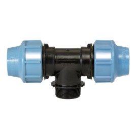 Kompresinis PP redukuotas trišakis 90° PE vamzdžiui 25mm x ½" išorinis sriegis x 25mm, UNIDELTA