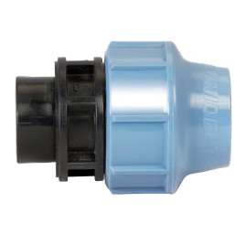 Kompresinis PP adapteris PE vamzdžiui veržiklis / vidinis sriegis 25mm x ½", UNIDELTA
