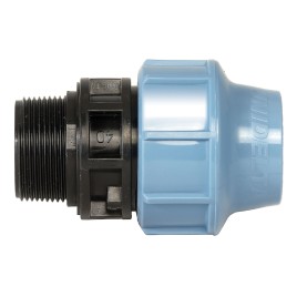 Kompresinis PP adapteris PE vamzdžiui veržiklis / išorinis sriegis 25mm x 1", UNIDELTA